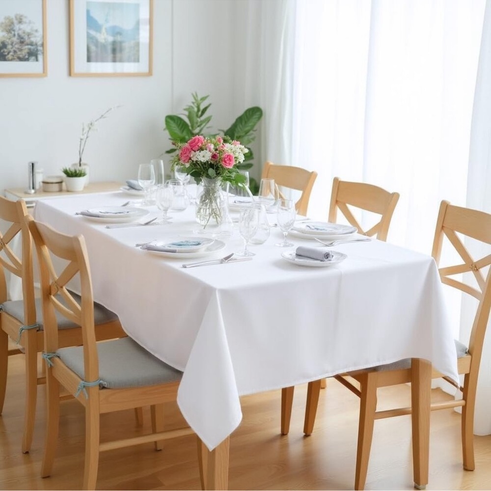 28. White 60x84 Tablecloth - Picture 8 of 13